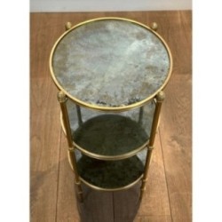 Bronze Pedestal Eglomise Mirrors, Maison Baguès, c.1940