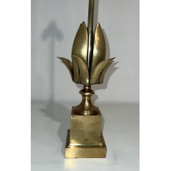 Lampe Fleur Laiton dans le Goût de Maison Charles, vers 1970