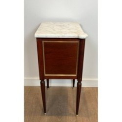 Pair End Tables Mahogany & Brass Marble, c.1940