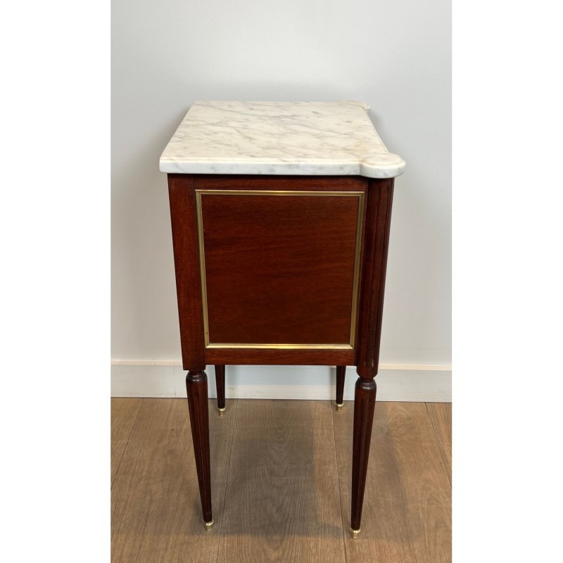 Pair End Tables Mahogany & Brass Marble, c.1940