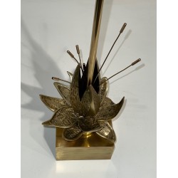 Lampe Nénuphar Bronze et Laiton, Maison Charles, vers 1970