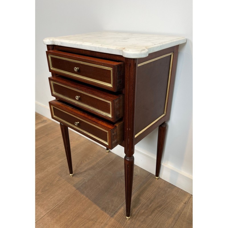 Paire Bouts Canapé Acajou Laiton Marbre, Vers 1940