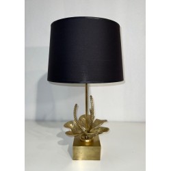 Lampe Nénuphar Bronze et Laiton, Maison Charles, vers 1970