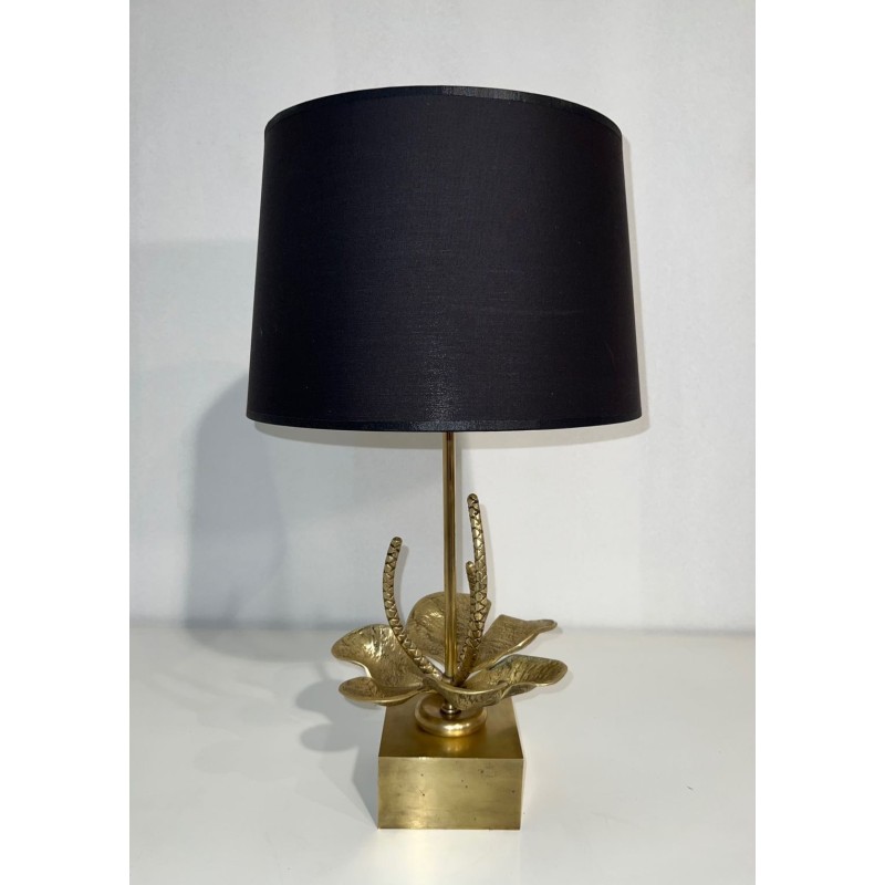 Lampe Nénuphar Bronze et Laiton, Maison Charles, vers 1970