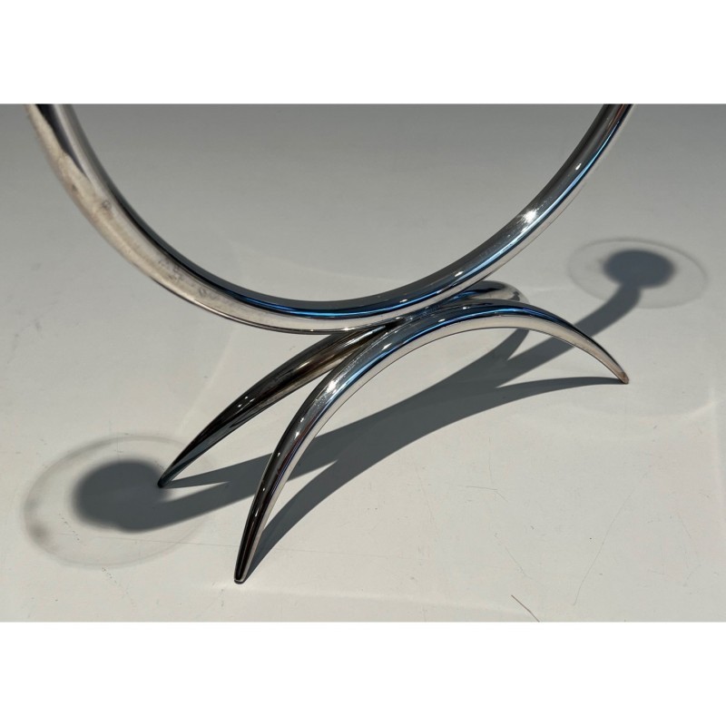 Design Candle Holder Silvered Metal & Plexiglass, c.1970