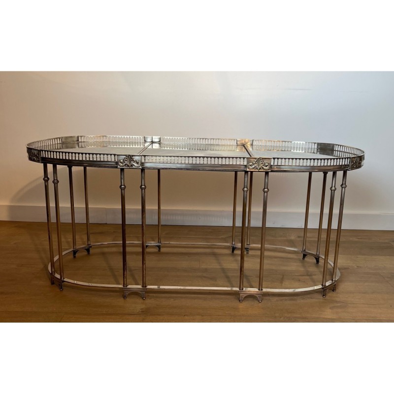 Neoclassical Coffee Table Silvered Metal & Mirrors, c.1940