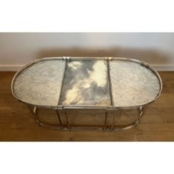 Neoclassical Coffee Table Silvered Metal & Mirrors, c.1940