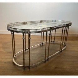 Neoclassical Coffee Table Silvered Metal & Mirrors, c.1940