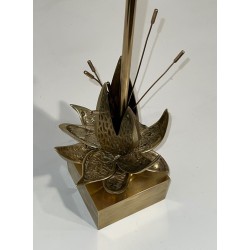 Nénuphar Table Lamp in Bronze and Brass, Maison Charles, circa 1970