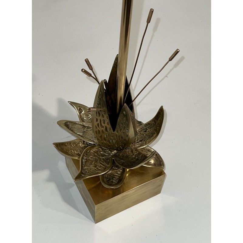 Nénuphar Table Lamp in Bronze and Brass, Maison Charles, circa 1970