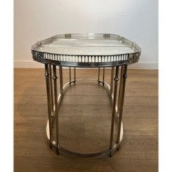 Neoclassical Coffee Table Silvered Metal & Mirrors, c.1940