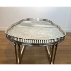 Neoclassical Coffee Table Silvered Metal & Mirrors, c.1940