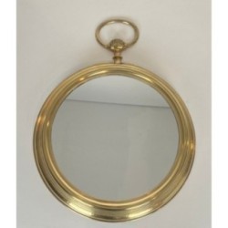 Large Brass Pocket Watch Mirror, c.1970