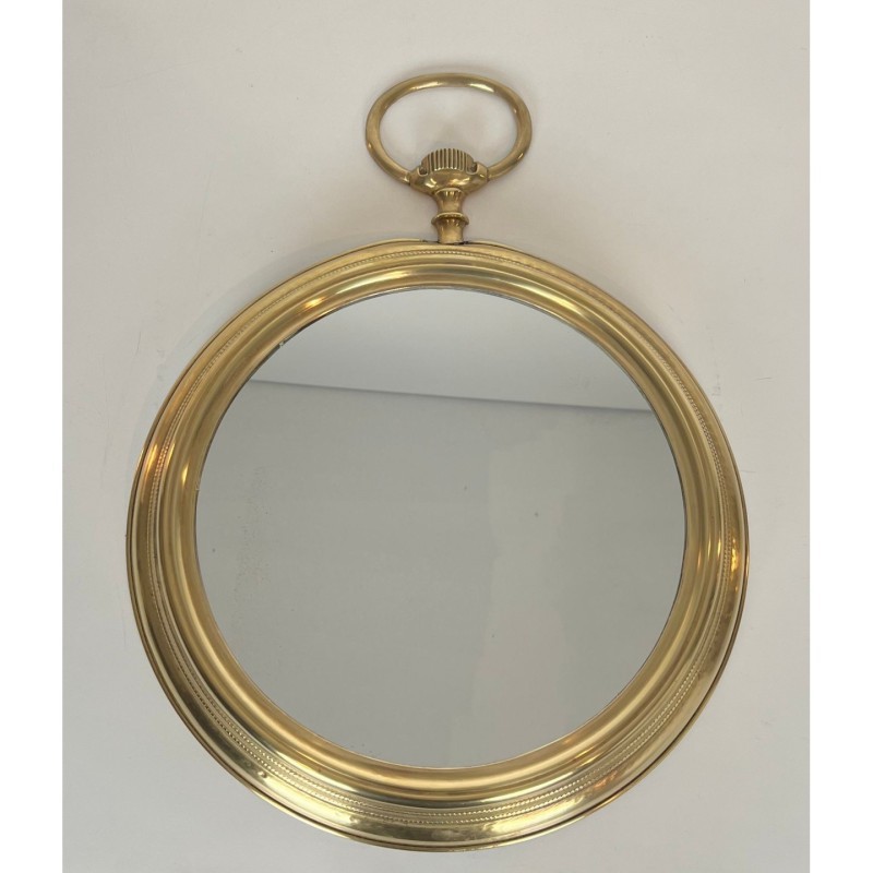 Large Brass Pocket Watch Mirror, c.1970