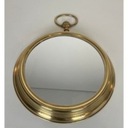 Large Brass Pocket Watch Mirror, c.1970