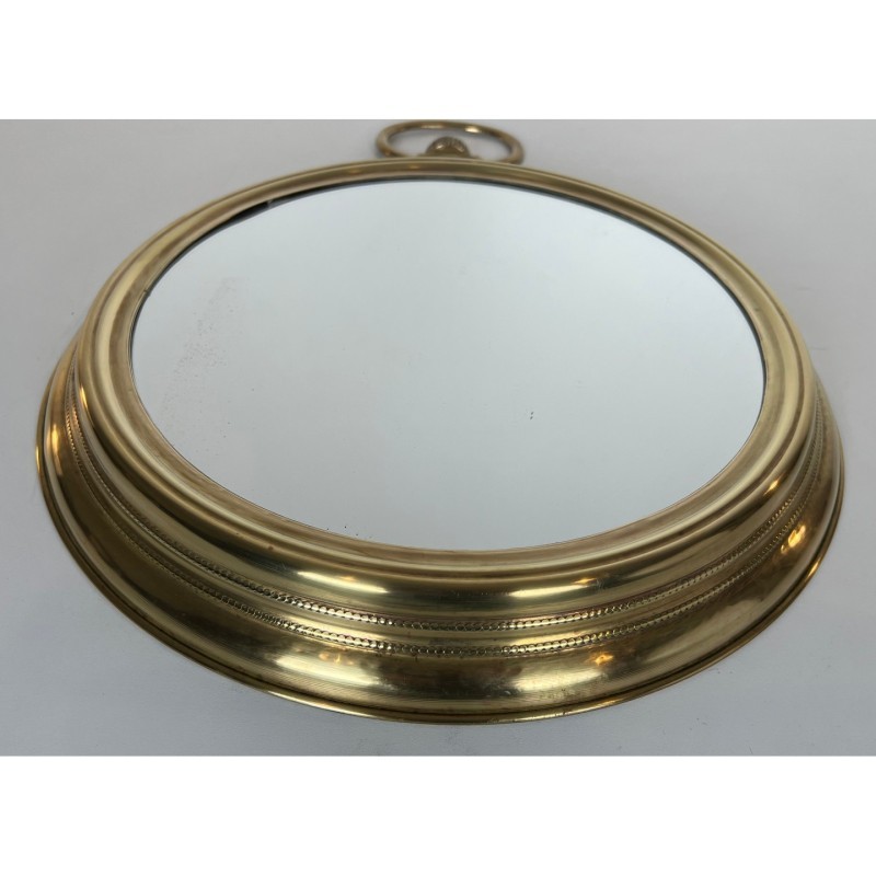 Large Brass Pocket Watch Mirror, c.1970
