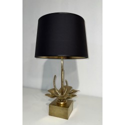 Nénuphar Table Lamp in Bronze and Brass, Maison Charles, circa 1970