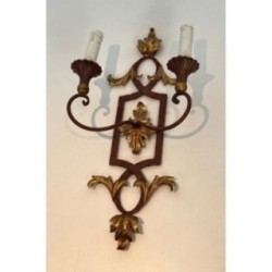 Paire Appliques Fer Forgé Acanthes Dorées, Vers 1940