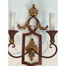 Paire Appliques Fer Forgé Acanthes Dorées, Vers 1940