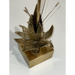Lampe Nénuphar Bronze et Laiton, Maison Charles, vers 1970