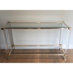 Plexiglass & Gilt Metal Console, Pierre Vandel, c.1970