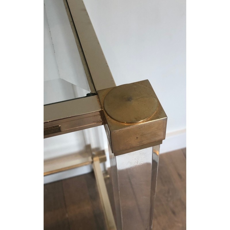 Plexiglass & Gilt Metal Console, Pierre Vandel, c.1970