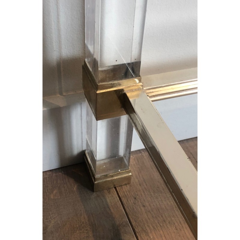 Plexiglass & Gilt Metal Console, Pierre Vandel, c.1970