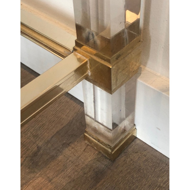 Plexiglass & Gilt Metal Console, Pierre Vandel, c.1970