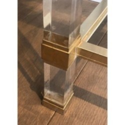 Plexiglass & Gilt Metal Console, Pierre Vandel, c.1970