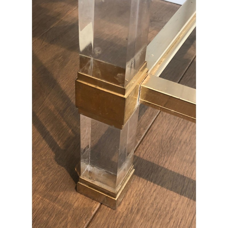 Plexiglass & Gilt Metal Console, Pierre Vandel, c.1970
