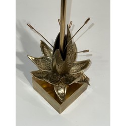 Lampe Nénuphar Bronze et Laiton, Maison Charles, vers 1970
