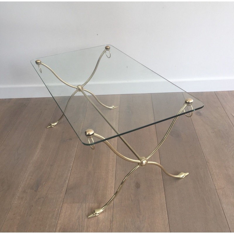 Swan-Neck Brass Coffee Table, Maison Jansen, Circa 1940