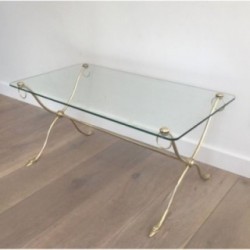 Swan-Neck Brass Coffee Table, Maison Jansen, Circa 1940