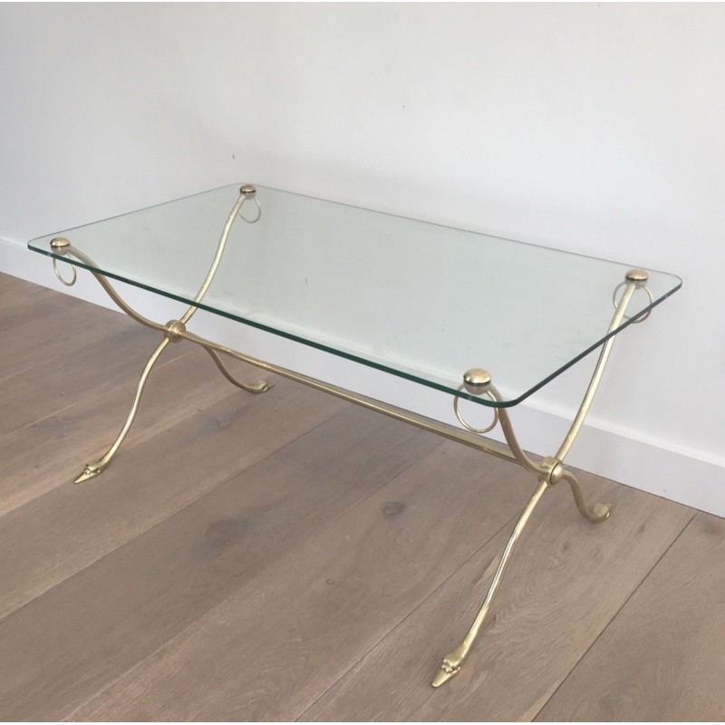 Swan-Neck Brass Coffee Table, Maison Jansen, Circa 1940
