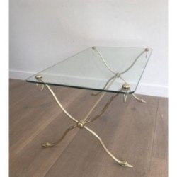 Swan-Neck Brass Coffee Table, Maison Jansen, Circa 1940