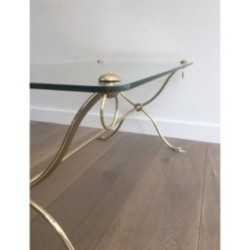 Swan-Neck Brass Coffee Table, Maison Jansen, Circa 1940
