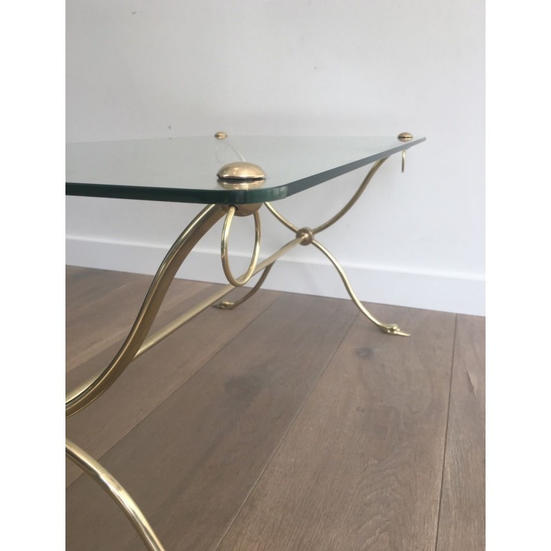 Swan-Neck Brass Coffee Table, Maison Jansen, Circa 1940