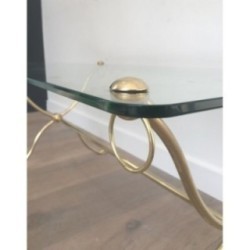 Swan-Neck Brass Coffee Table, Maison Jansen, Circa 1940