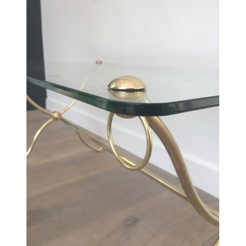 Swan-Neck Brass Coffee Table, Maison Jansen, Circa 1940