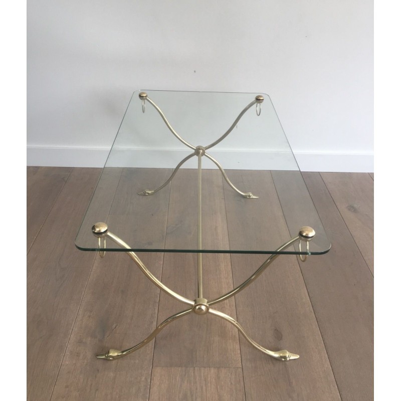 Swan-Neck Brass Coffee Table, Maison Jansen, Circa 1940