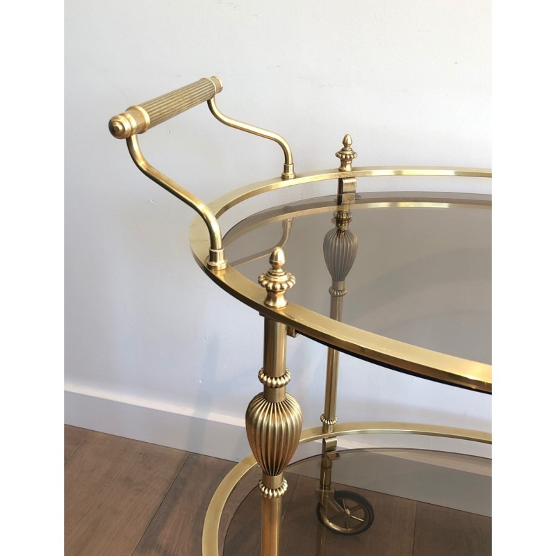 Brass Trolley Smoked Glass, Maison Jansen, Circa 1940
