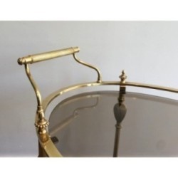 Table Roulante Laiton Verre Fumé, Maison Jansen, c.1940