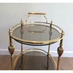Table Roulante Laiton Verre Fumé, Maison Jansen, c.1940