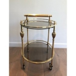 Brass Trolley Smoked Glass, Maison Jansen, Circa 1940