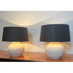 Paire de Lampes en Céramique Mid-Century, Travail Français, vers 1970