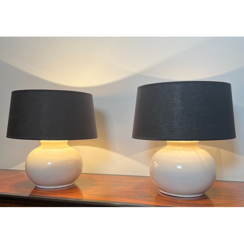 Pair of Mid-Century Ceramic Table Lamps, French Work, circa 1970