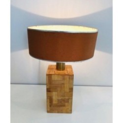 Straw Marquetry Lamp, French Production, Circa 1950