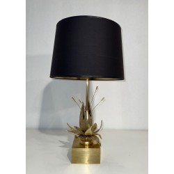 Nénuphar Table Lamp in Bronze and Brass, Maison Charles, circa 1970