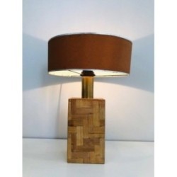 Straw Marquetry Lamp, French Production, Circa 1950