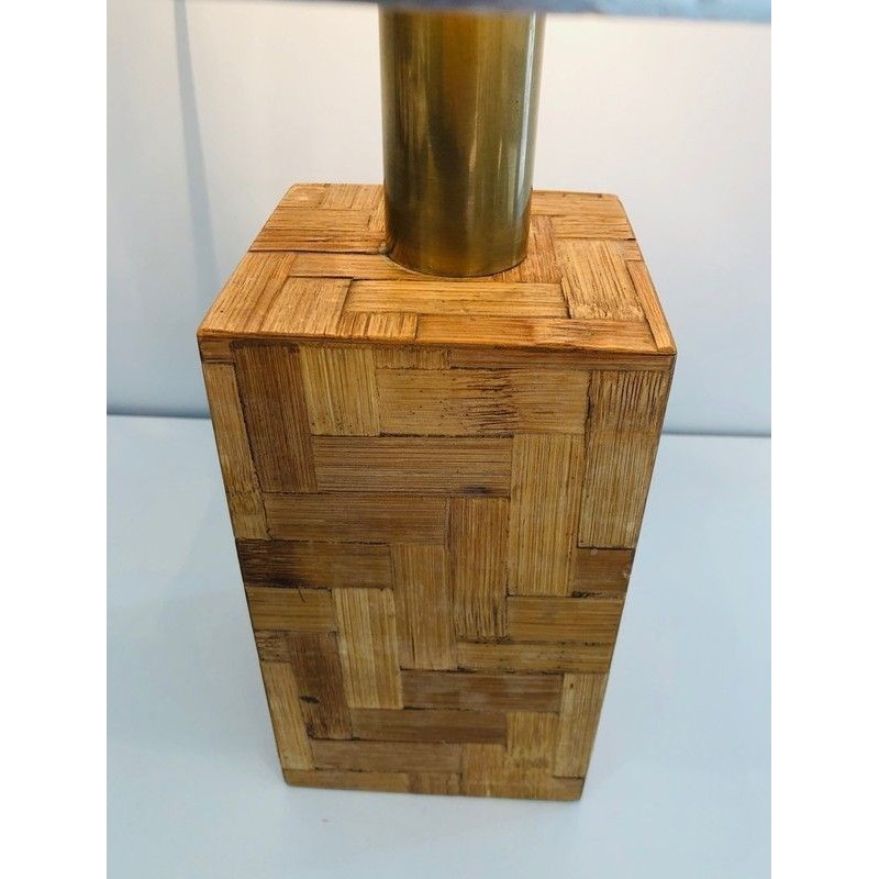 Lampe Marqueterie de Paille, Travail Français, Vers 1950
